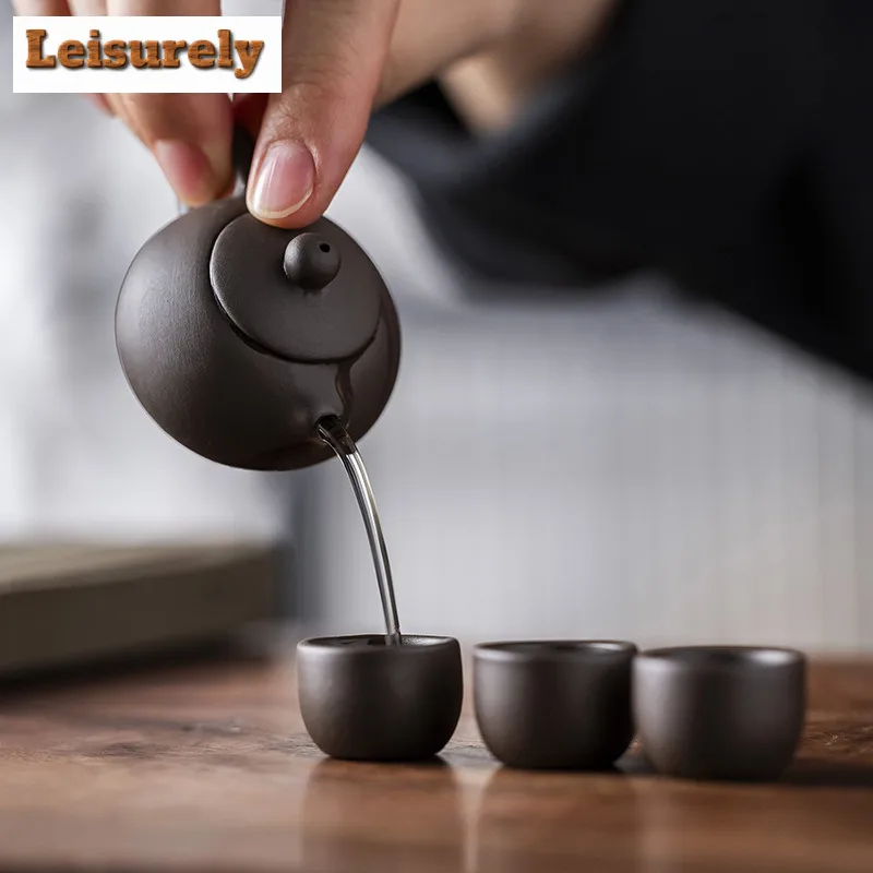 Fingertip Purple Clay Tea Set Complete Set Antique Pocket Mini Tea Ceremony Set Teapot And Tea Cup Set Tea Pet Teaware Ornaments