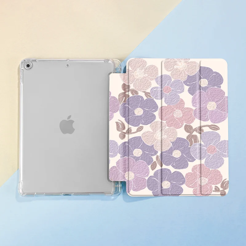 Floral Tablet Case with Pencil Holder and Sleep/Wake Feature