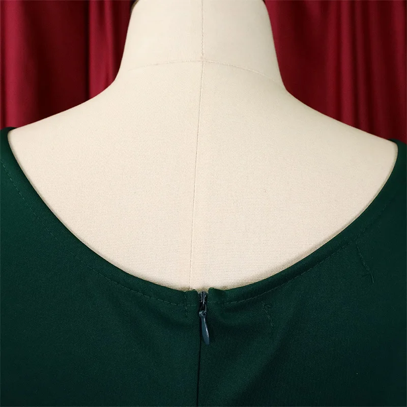 Africa Plus Size Fashion Female Clothing Sashes Solid High Waist Pencil Skirt V-Neck Pleated Zipper Summer Elegant Midi Dress