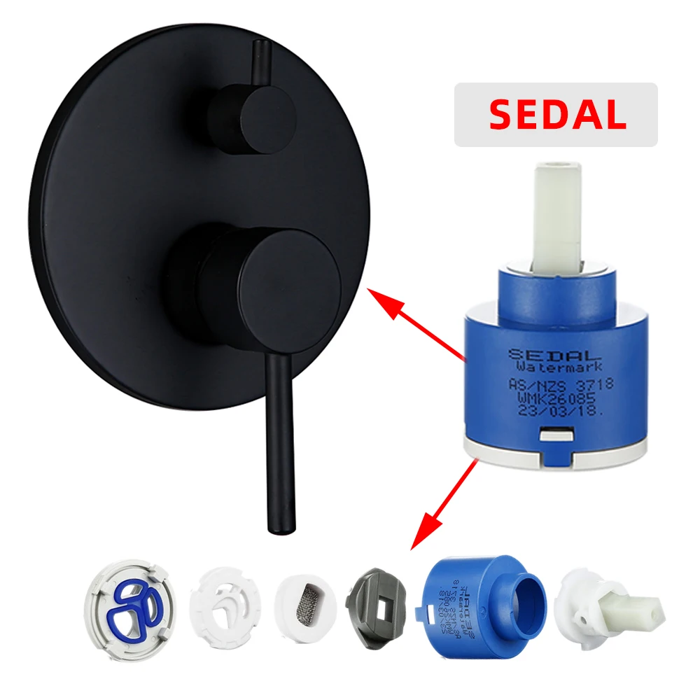2 Function Shower Control Mixer Divide Water knob Wall Mounted Hot & Cold Switch Ceramic Cartridge Brass Shower Body Replacement