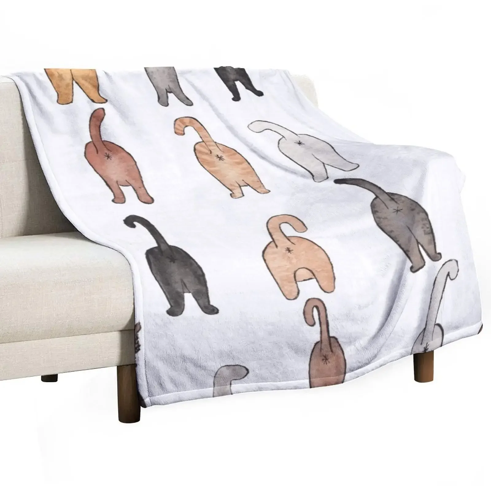 

Cat butts Throw Blanket Blankets For Bed Retros Cute Plaid Blankets