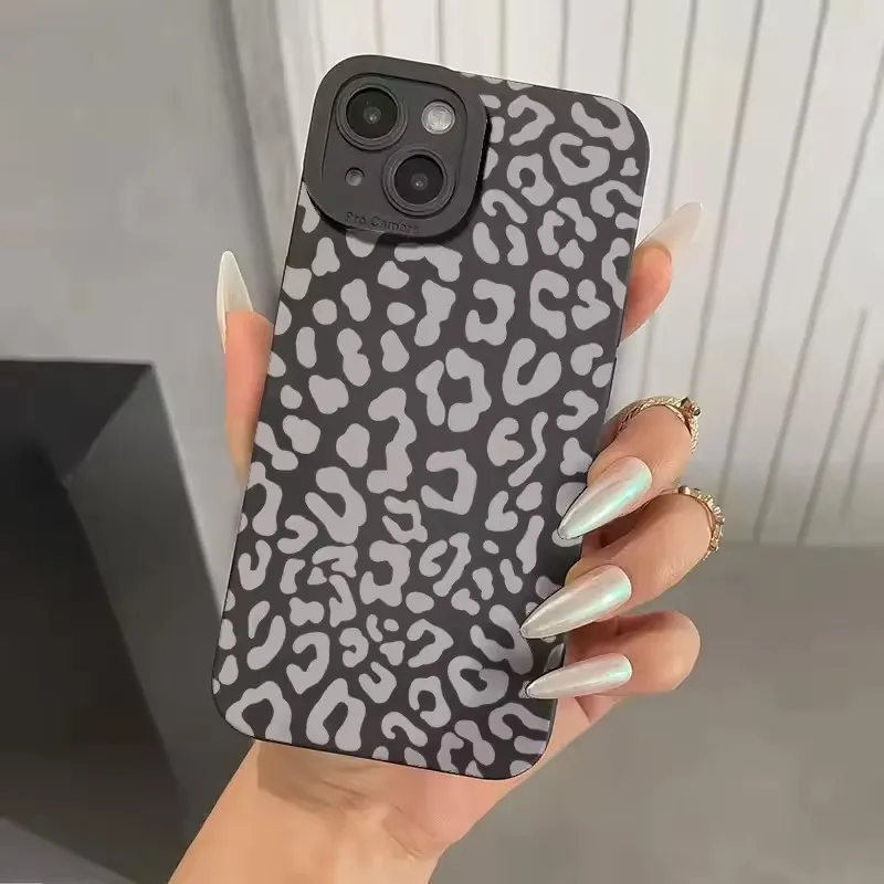 Stylish Gray Leopard Print Shockproof Phone Case