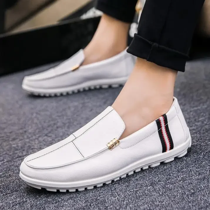 

2024 Spring Autumn Men Loafers PU Leather Driving Boat Shoes Slip-On Casual Doug Man Shoes Moccasin Breathable Soft Male Flats