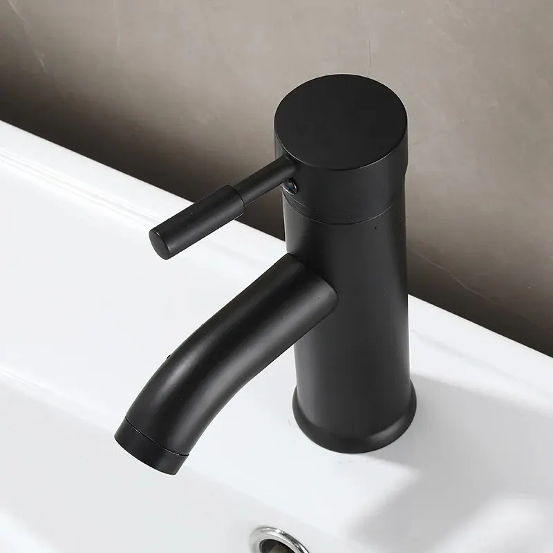 basin faucet Black Minimalist Style Bathroom Faucet Hot Cold Water Sink Mixer Tap Stainless Steel Basin Faucets