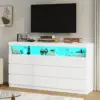 9 Drawer Dresser for Bedroom with LED Lights, Large Chest of Drawers Handle Free, Modern long Dressers with Charging Station 6