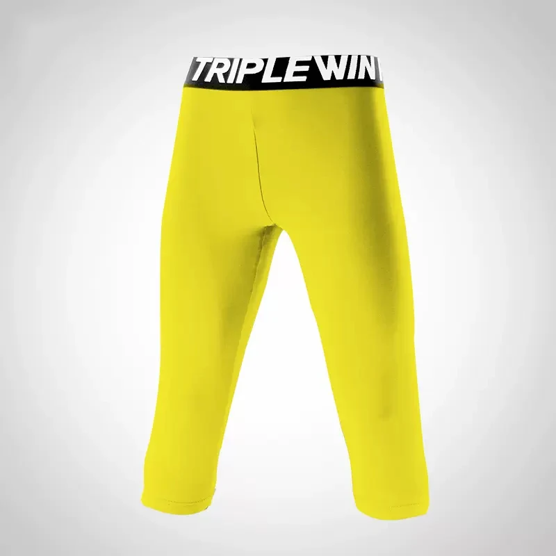 Kids Boy Girl 3/4 Cropped Leggings Capri Running Tights Pants Children Basketball Football Soccer Fitness Exercise Sport Shorts