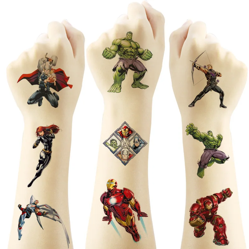 20Pcs Cartoon The Avengers The Hulk Iron Man Tattoo Sticker Children's Reward Sticker Pack Cute Laptop Skin Stickers