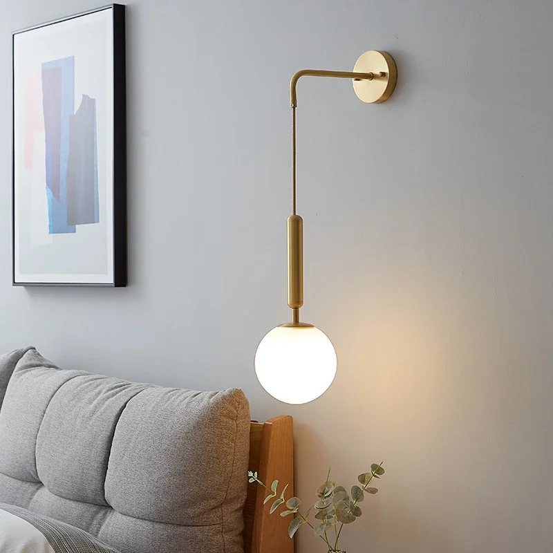 Modern Simple Glass Wall Lamp Nordic Creative LED Luxury Wall Lamps for Living Room Bedroom Bedside Wall Light Fixtures Lighting 2