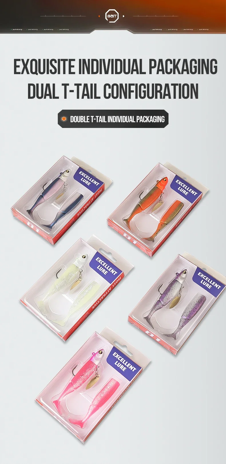 Description Picture 6 of itemFishing Lures 20g Jig Head T-tail Silicone Soft Lure Wobbler Metal Spinner Spoon Bait For Pike Trout Bass Fishing  fishing bait