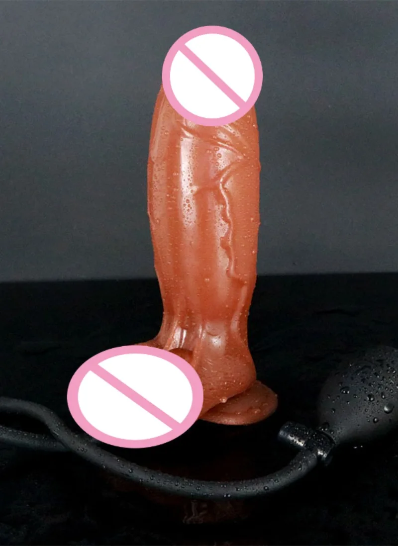 Inflatable Dildo Tpe Silicone Simulated Penis Air Inflation Dick Female Vaginal Expander Adult Sexual Product Anal Dilatation