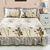 Vintage Floral Print Bed Skirt Set Ruffle Bedspread Mattress Cover Cotton Bedclothes Sheet Princess Style Bedding Bed Spreads 2