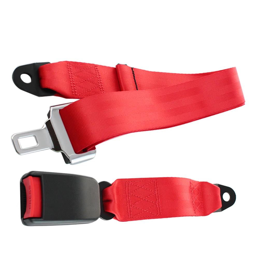 Red Universal Seat Belts 2 Points Seatbelt Car Auto Seat Adjustable Extension Bucklet Truck Seat Safety Belt Car Accessories
