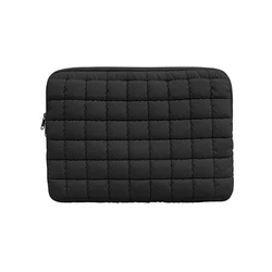 Quilted Puffy Laptop and Tablet Sleeve - Comfortable Protective Notebook Bag - 13 - 14 inch (Black)
