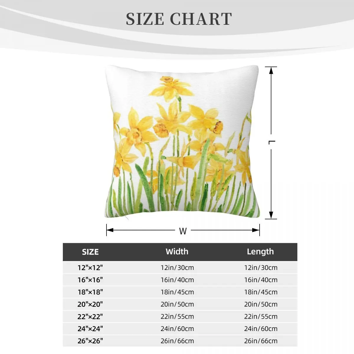 Hand Painted Yellow Daffodils Field Cushion Body Pillow Anime Cushion Cover 45*45 Pillow Case Pillow Cover 4