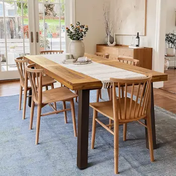 Rustic Wood Dining Table with Iron Legs 1