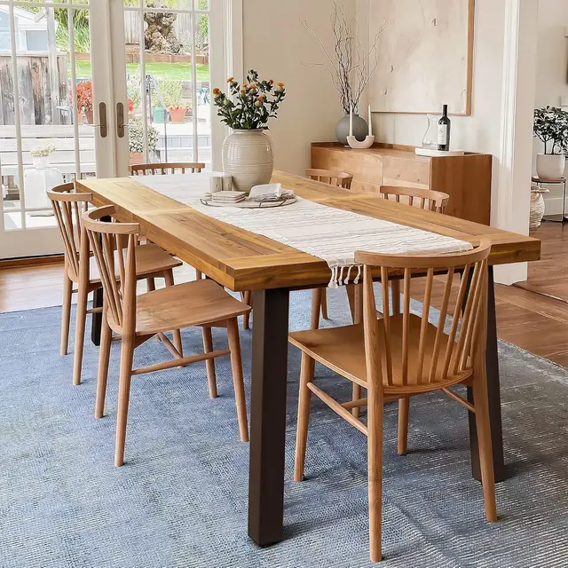 Rustic Wood Dining Table with Iron Legs 1