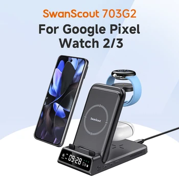 Caricabatterie wireless SwanScout 703G2 per Pixel Watch 3 2 per Google Pixel 9 Pro XL per Fitbit Versa 4 3 Sense 2 per Pixel Buds Pro 2 1