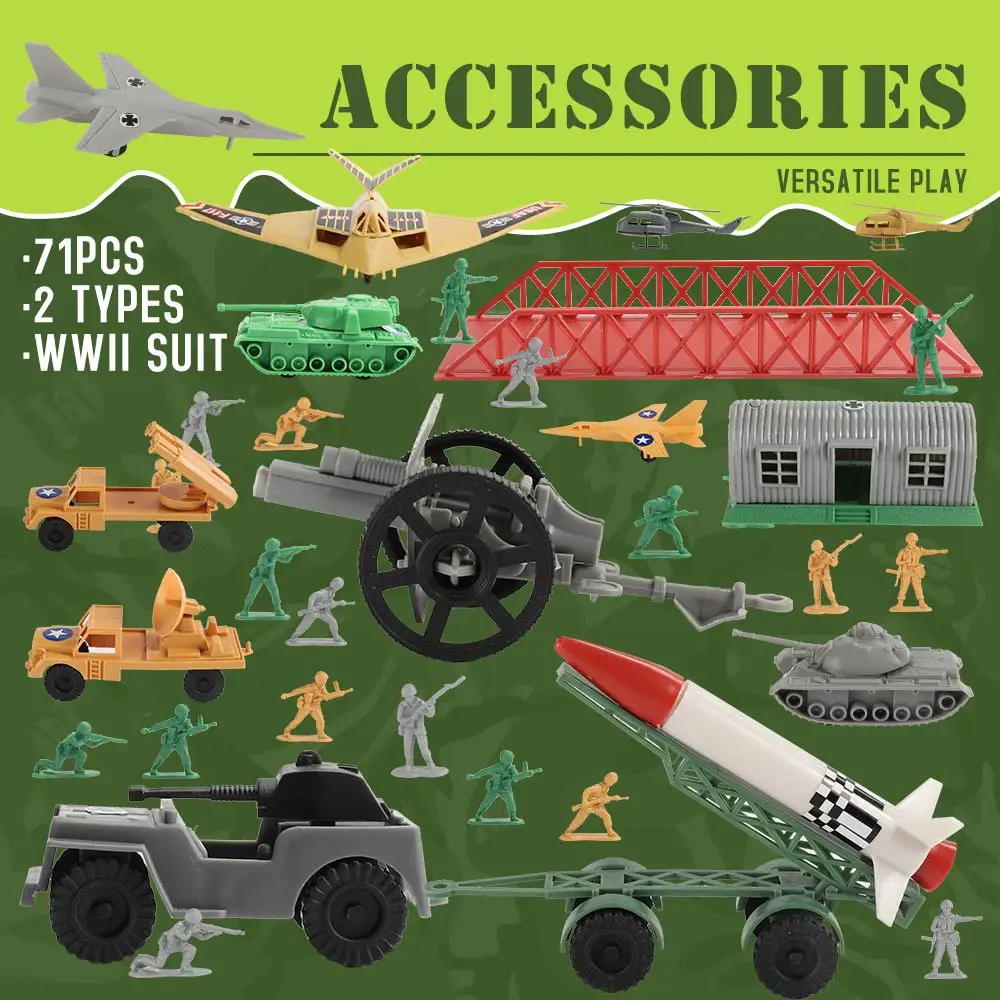 Set Soldatini Militari Azione – 8 Figure Snodabili 9 Cm Con Armi, Zaini E Adesivi – Giocattolo Fai-da-te Per Bambini