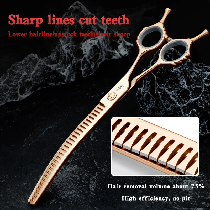 Curved edge fish bone shears 7.5" dog grooming scissors for Teddy Pomeranian