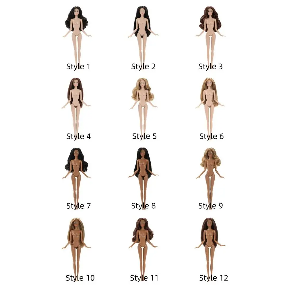 Fashion European Supermodel Nude Doll Dark Skin Dress Up 1/6 Doll Model 32cm Curly Hair Action Figure Body Children Gift