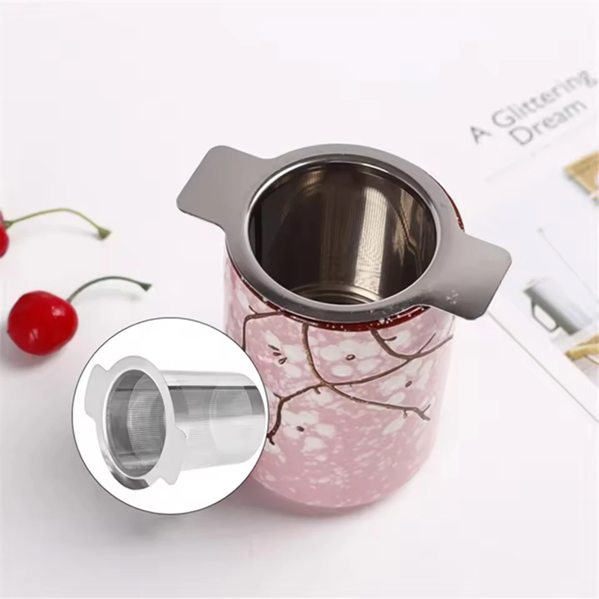 Tea Infuser Stainless Steel Coffee Tea Strainer Grid Binaural Net Leak Mesh Filter Accessory tea infuser