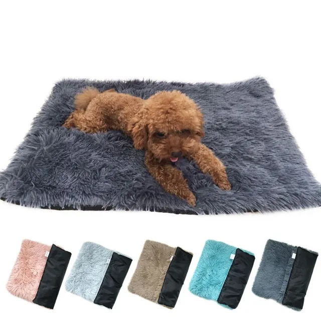 Long Plush Cat Bed Mats Soft Washable Pet Nest Square Fleece Cushion Puppy Kitty Mat Cat Sleeping Bed for Dogs Suit For Winter