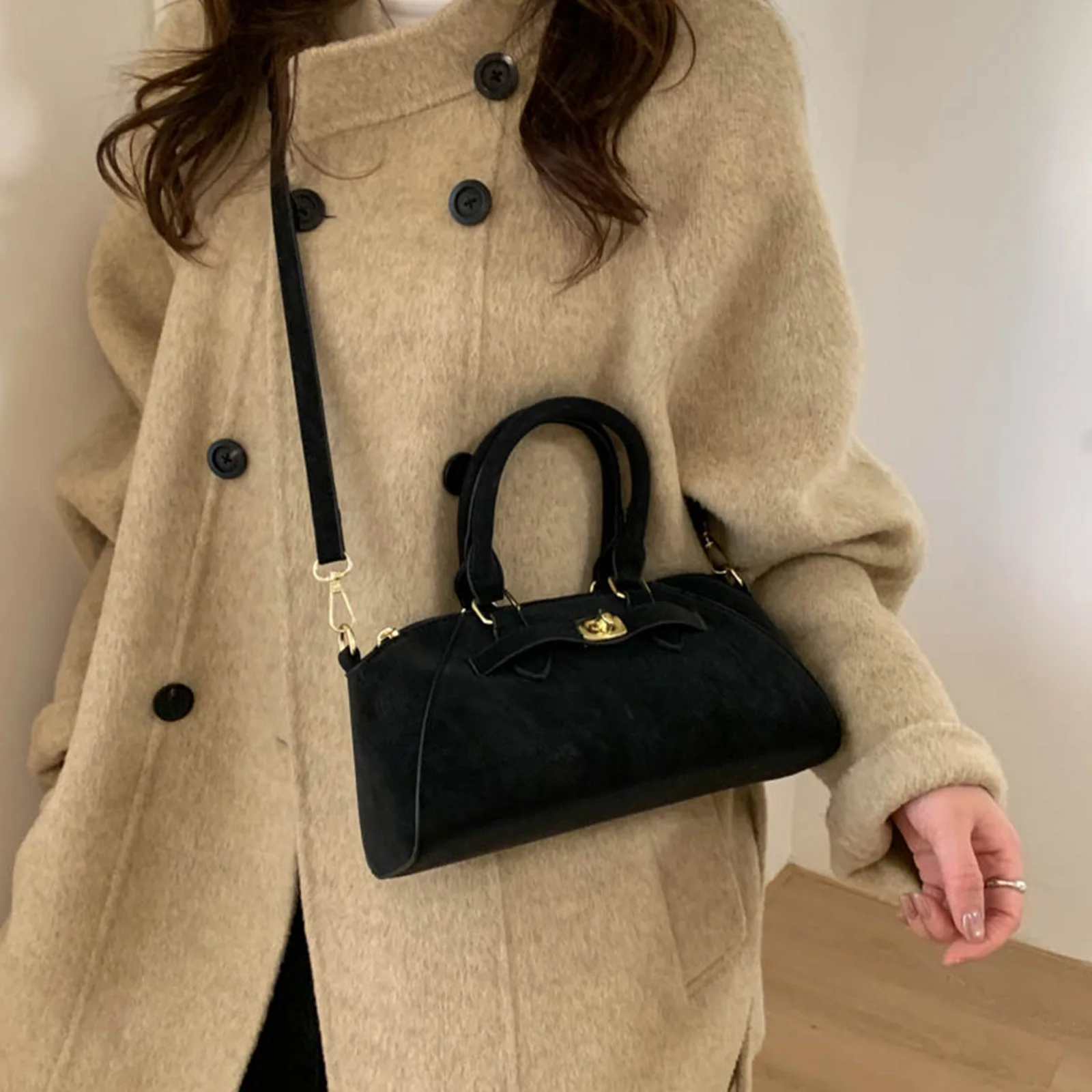 Crossbody Bag Solid Color Tote Handbag Underarm Bag Lightweight with Strap for Women Work Travel Fall