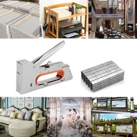 Upholstery Stapler 4/6/8mm Paper Window Tacker Tools with 2400pcs Nails Stainless Steel for Woodworking for Furniture Binding 2