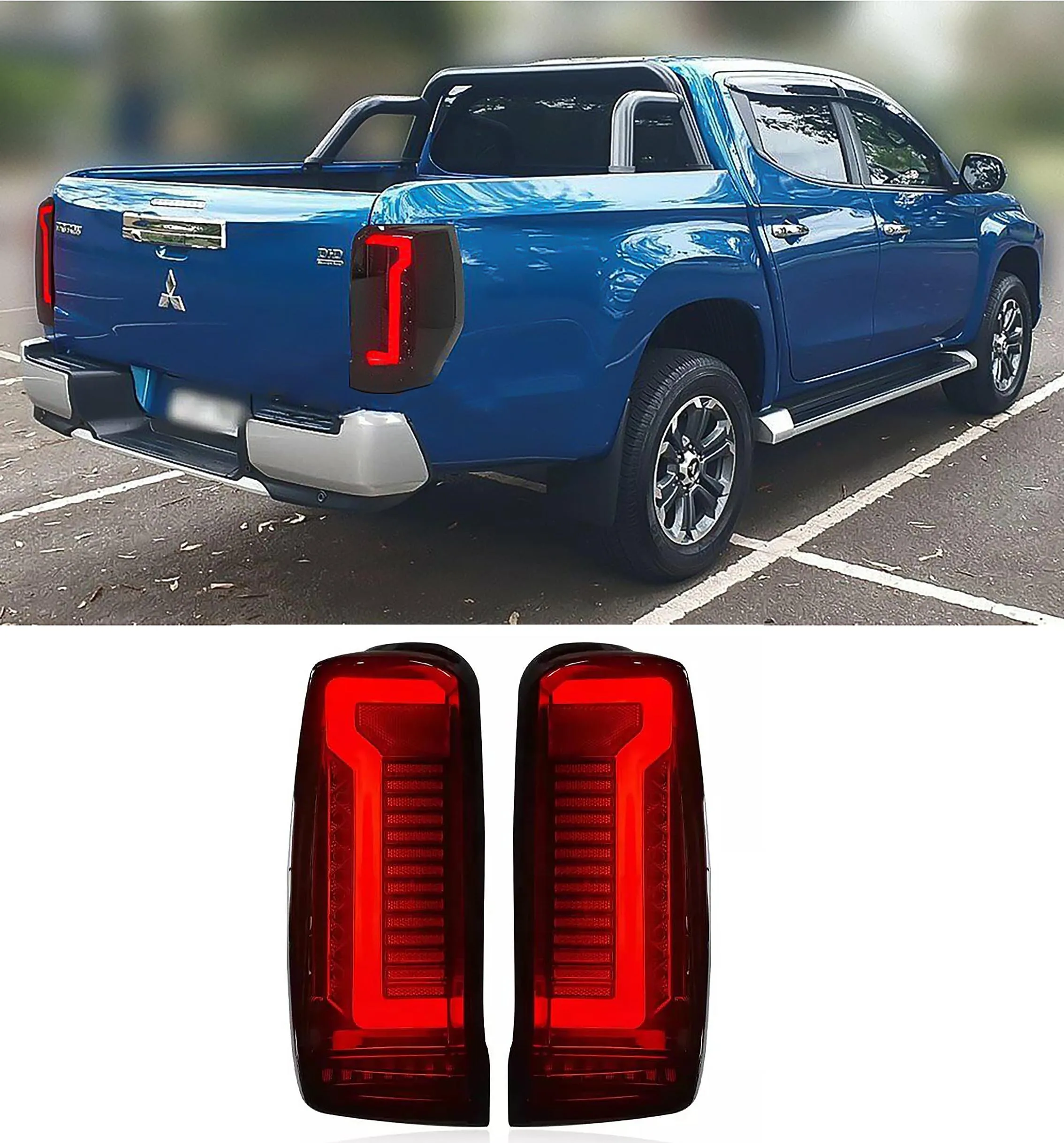 Smoked Led Rear Lamp Lights Tail Light For Mitsubishi Triton 2019 2020 2021 2022 Brake Turn Signal Light Taillight