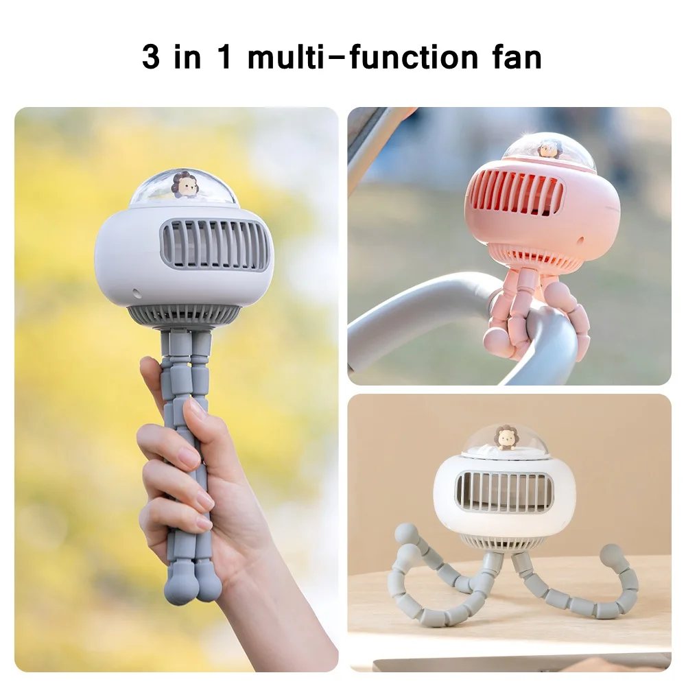 

Mini Cute Baby Stroller Fan Collapsible Quiet Air Conditioner USB Charging Desktop Handheld Fan Summer Outdoor Bladeless Fan