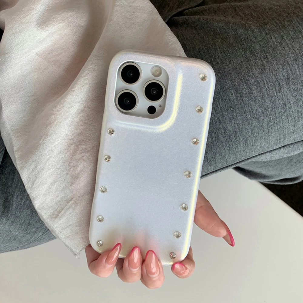 Luxury Rhinestone PU Leather Phone Case with Hybrid PC Protection