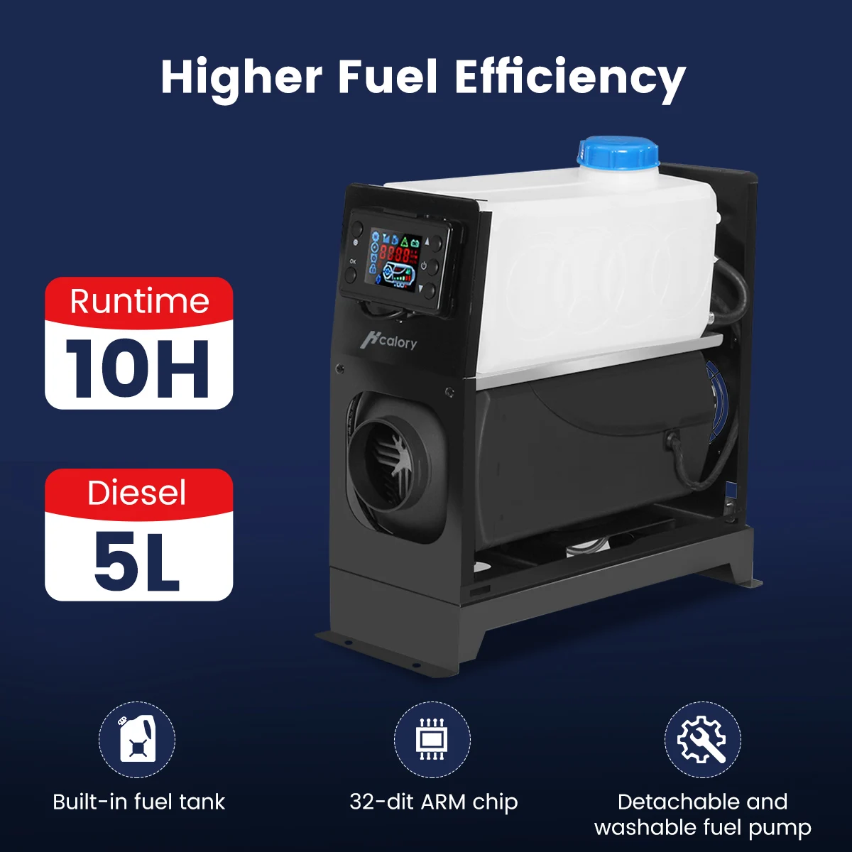 Hcalory 5KW-8KW 12V  All in One Car Heater Diesel Single Hole LCD Monitor Parking Warmer For Car Truck Bus Boat RV Air Heater