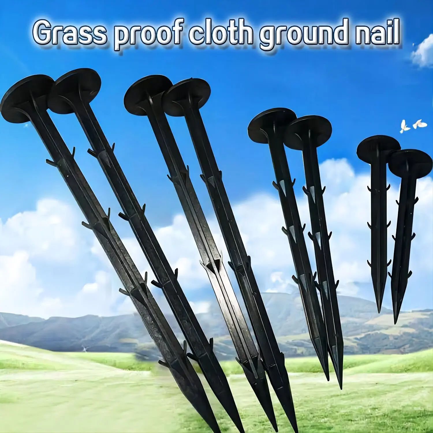 Description Picture 6 of item50pcs Garden Ground Nails Black Plastic Fixing Greenhouse Film Spike Weed Mat Insert Arc Peg Floor Cloth Stake Lawn
