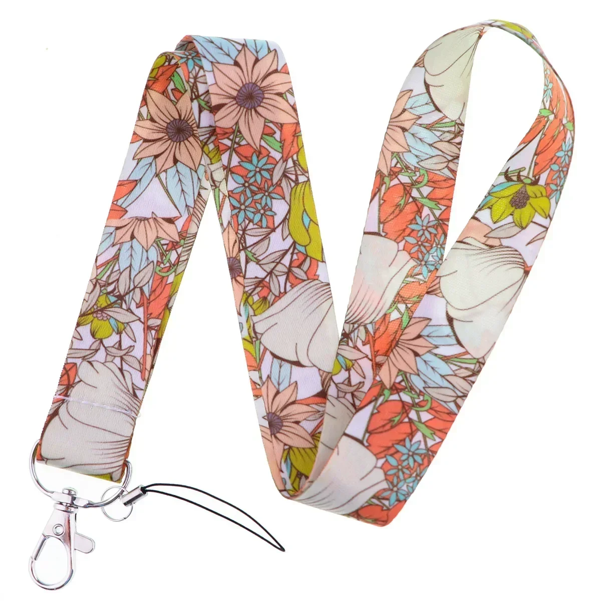 Flower Series Neck Strap Lanyards Keychain Badge Holder ID Credit Card Pass Hang Rope Lanyard For Keys Accessories