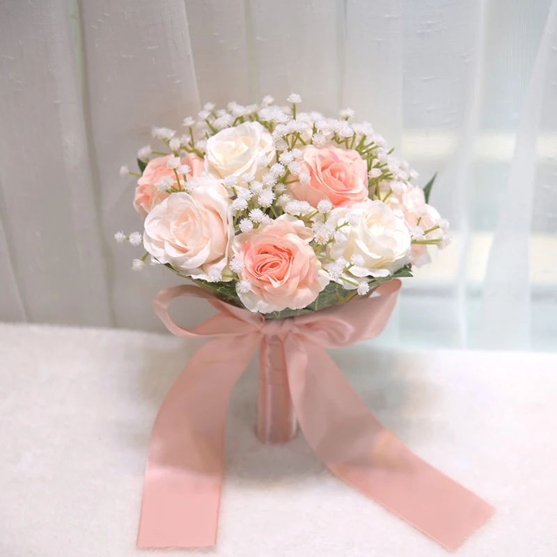 Wedding Bouquets Wedding Flower Decoration Bridal Bridesmaid Holding Flowers Bouquet Artificial Silk Rose Flower Bouquet Bride Wedding Marriage Party Accessories