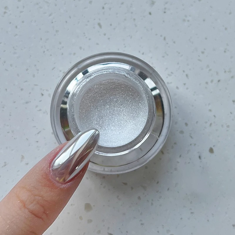 Nail Glitter 's Moonlight Mirror Glitter Powder Net-0.2g Metallic Silver Effect Chrome Powder 1*Jar Aurora Magic Mirror Manicure P