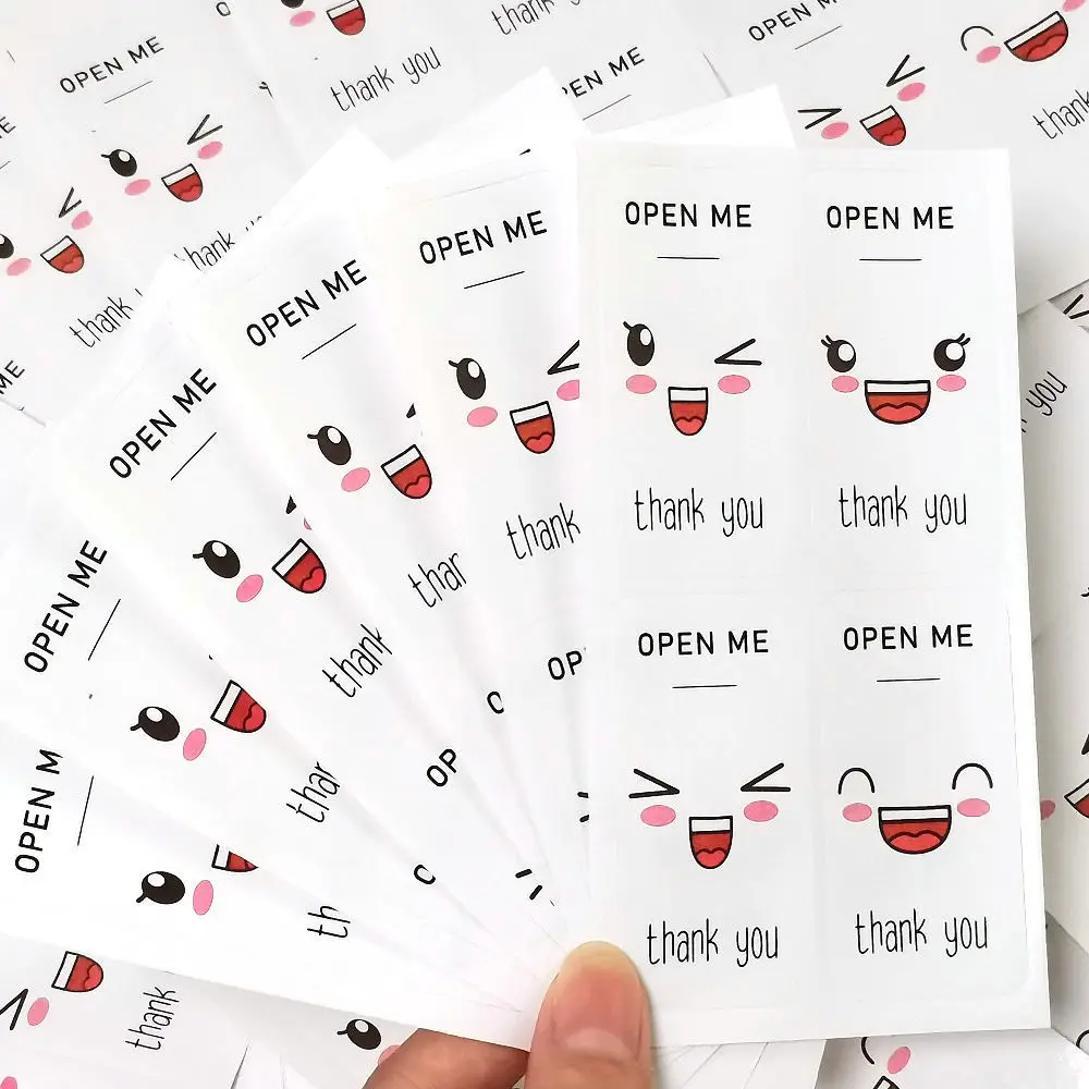 40-100pcs/pack Cute Open Me Stickers Thanks Your Labels for Small Business Packaging Decor Envelope Gift Seal Shipping Stickers