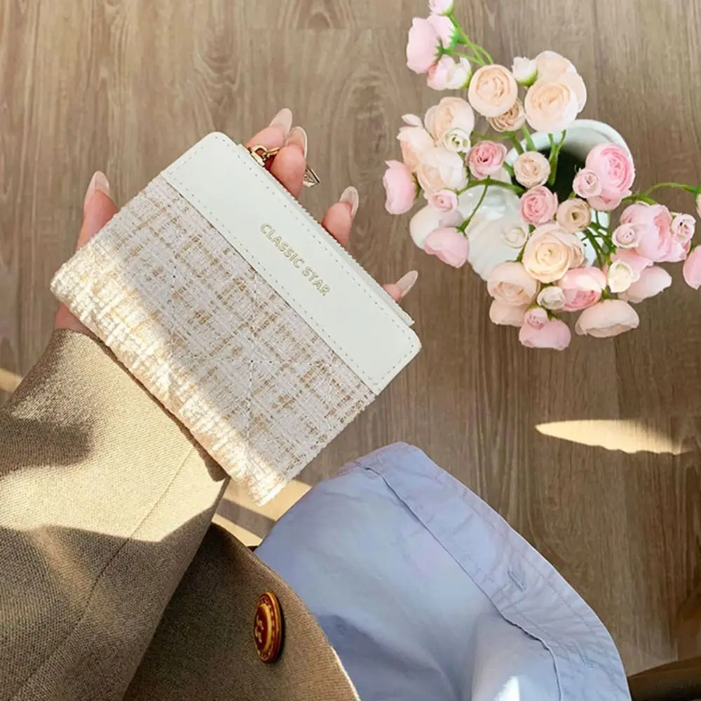 Retro Fashion Mini Short Wallet PU Leather Large Capacity Coin Purse Solid Color Card Holders Girl 3