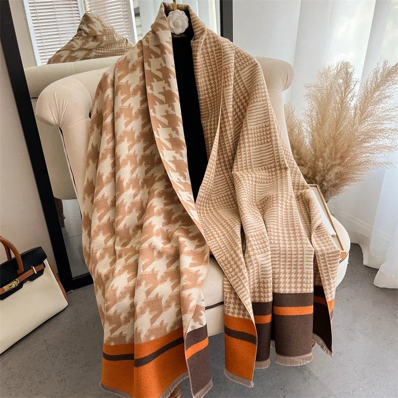 

Fashion Plaid Winter Women Cashmere Scarf Warm Blanket Thick Shawls and Wraps Bufandas Female Soft Tassel Poncho Echarpe Muffler