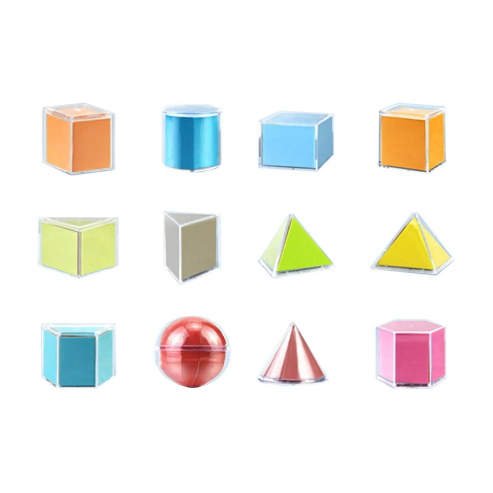 

12Pcs 3D Geometric Shapes Blocks Montessori for Kindergarten Elementary Kids