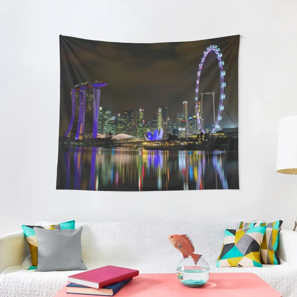 

New Singapore Skyline Tapestry Room Decore Aesthetic Wallpaper Bedroom Tapestry
