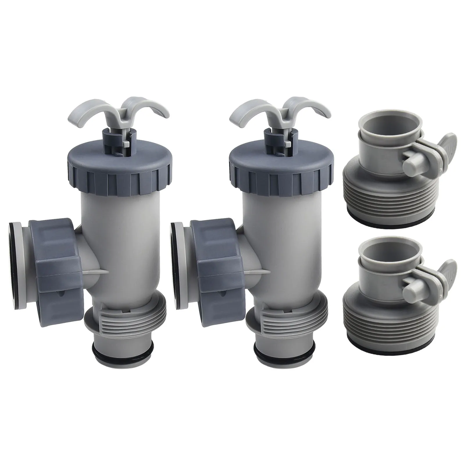 

2 Set For Intex Above Ground Plunger Valves Hose Adapters For Filter Pump Connections 1.25" To 1.5" Swimming Pool Accessories