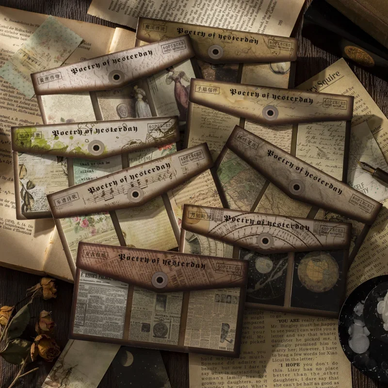 

60 шт. записные книжки, стихотворение, винтажная газета, коллаж, бумага, декоративный дневник, этикетка 148*115 мм
