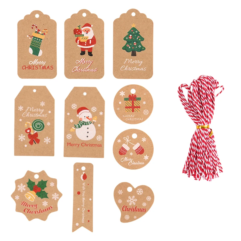 200 PCS Christmas Tags Kraft Paper Gift Tags Hang Labels With Cotton String  And Twine String For Xmas Decoration - AliExpress