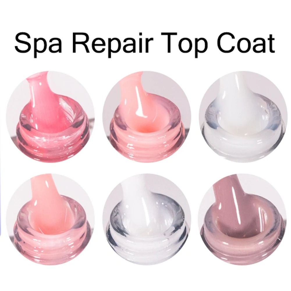 KODIES GEL Spa Repair Top Coat Milky White Jelly Pink Gel Nail Polish Finish No Wipe Semi Permanent UV Glossy Topcoat Manicure 2