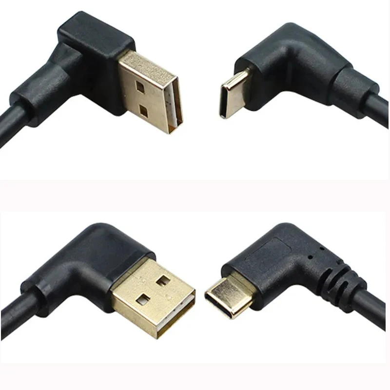 Dual Elbow 90-Degree USB to Type-C Charging Cable with Multi-Directional Flexibility