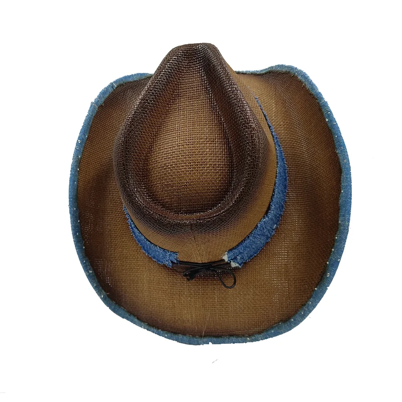 Neue männer Vintage Western Cowboy Hut Handgemachte Stroh Weben Strand Sonnenhut Gentleman Cowgirl Jazz Hut Sombrero Hombre – Detail 23