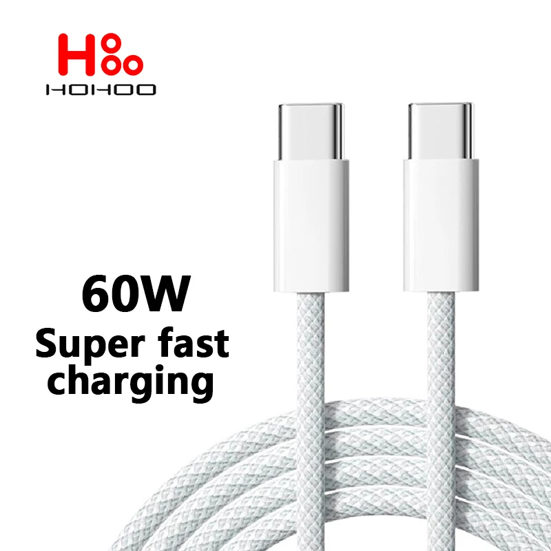 

USB-C Charge Cable For iPhone 15 Pro Max Plus mini Macbook ipad Type C to Type C 60W PD 4.0 3.0 Charger Cord Fast Charging Wire