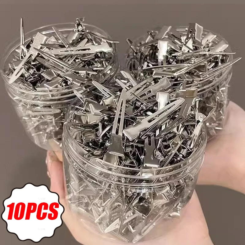 8,5 cm Silber Metall Haar Feste Pins Professionelle Damen Lockige Flauschigen Friseursalon Nahtlose Entenschnabel Clips Friseursalon Styling Werkzeuge