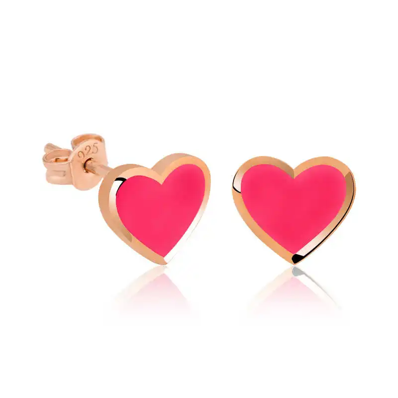 

Tevuli 925 Sterling Silver Highlighter Pink Heart Earrings